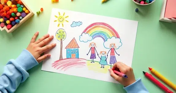 a_realistic_top-down_photo_of_a_childs_hand_drawing_on_white_paper_using_colorful_crayons_or_colore_0pxfqtulggic4gmeom8h_3 (1)